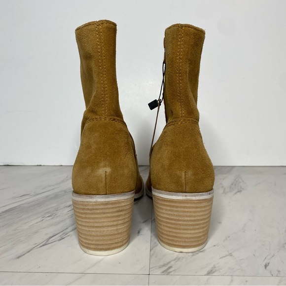 New! Crevo Jade Sand Suede Stacked Heel Bootie 9 - Picture 3 of 14